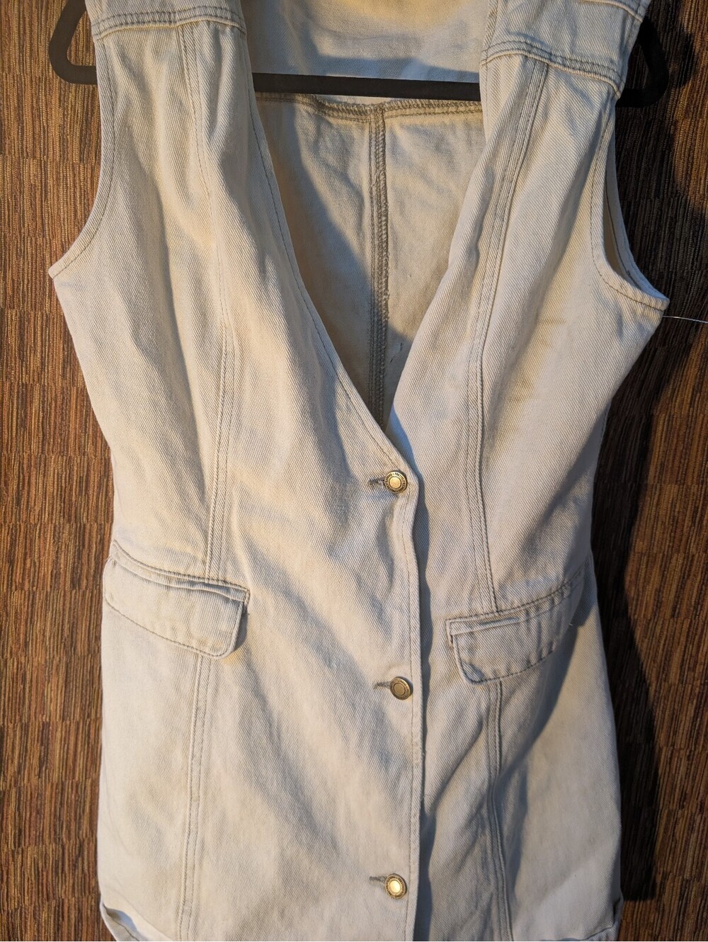 PrettyLittleThing White Denim Vest Dress Size UK 14 / US 10